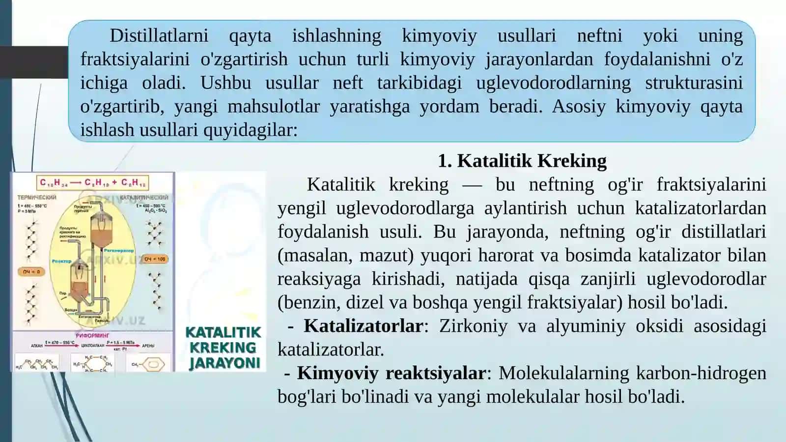 Distillatlarni qayta ishlash. Gazsimon yoqilg’ilar va ularning avzalliklari 4