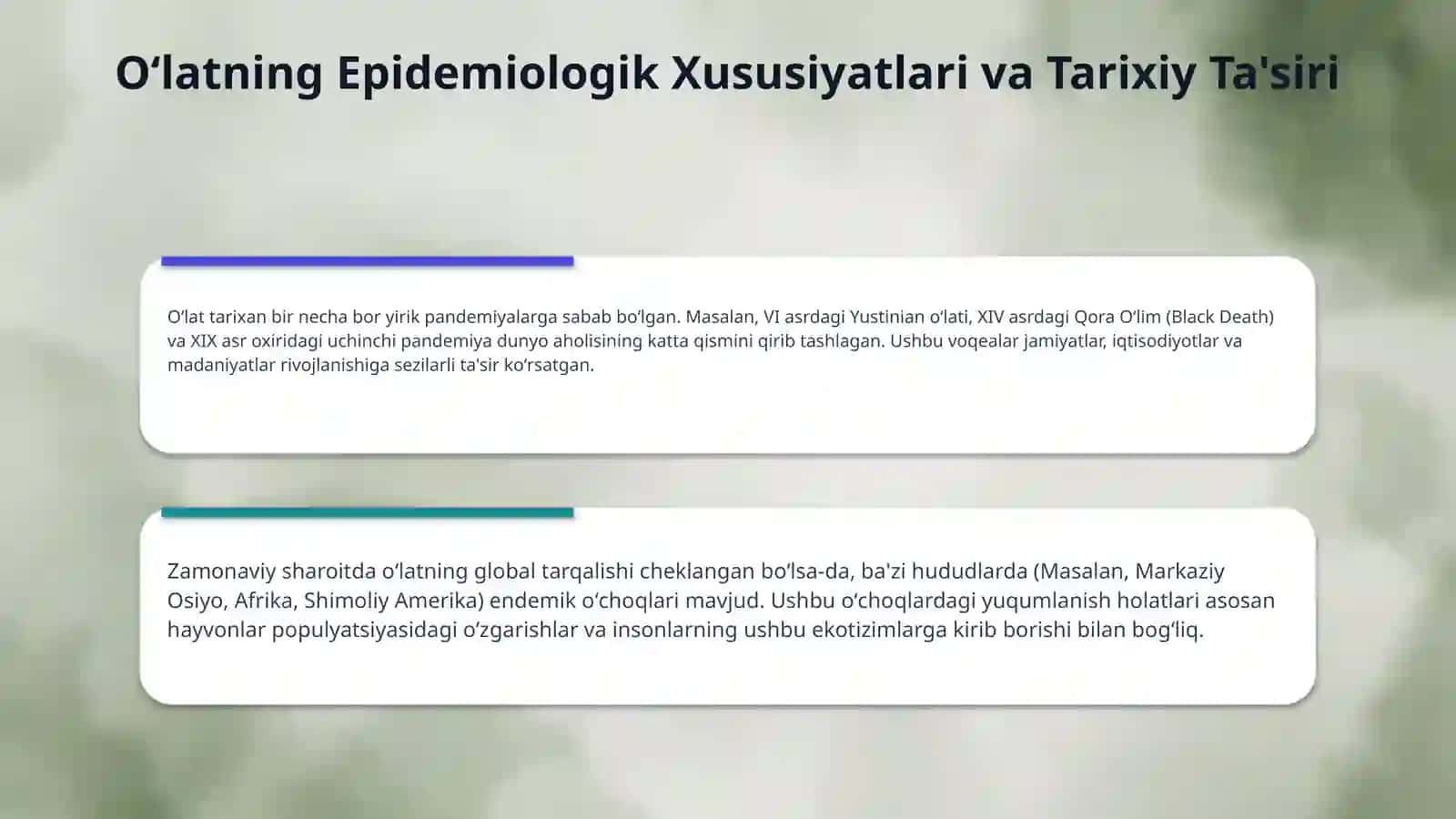 Yersinia pestis, Francisella tularensis keltirib chiqargan kasalliklar patogenezi, laborator tashhisi. Maxsus profilaktika va terapiyasi. 4