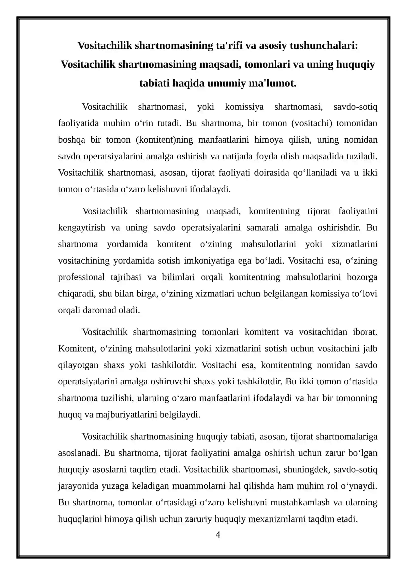 Vositachilik (komissiya) shartnomasida delkrederen 4
