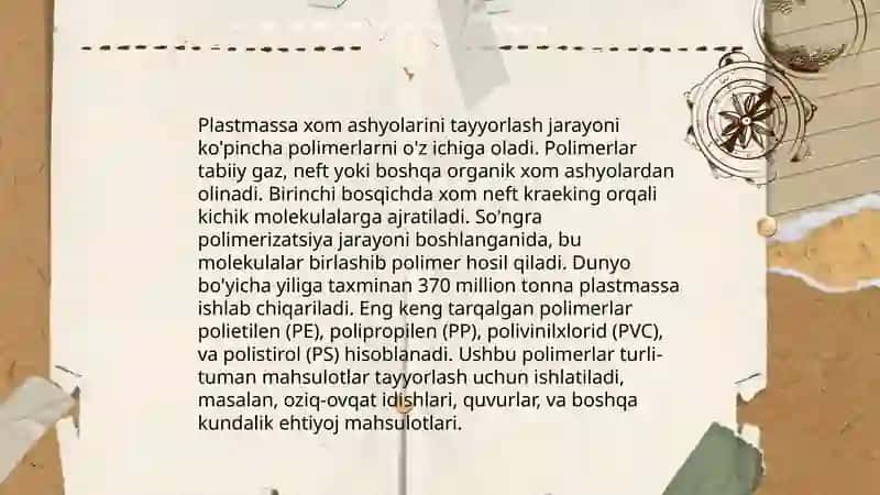 Plastmassalardan detallar tayyorlash texnologiyasini o'rganish 4