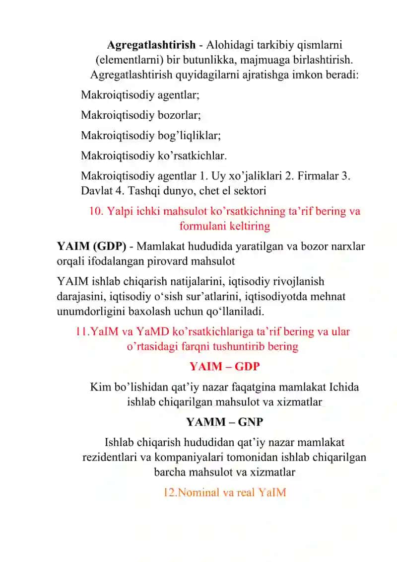 Makroiqtisodiyot nazariyasi savollar toʻplami 4