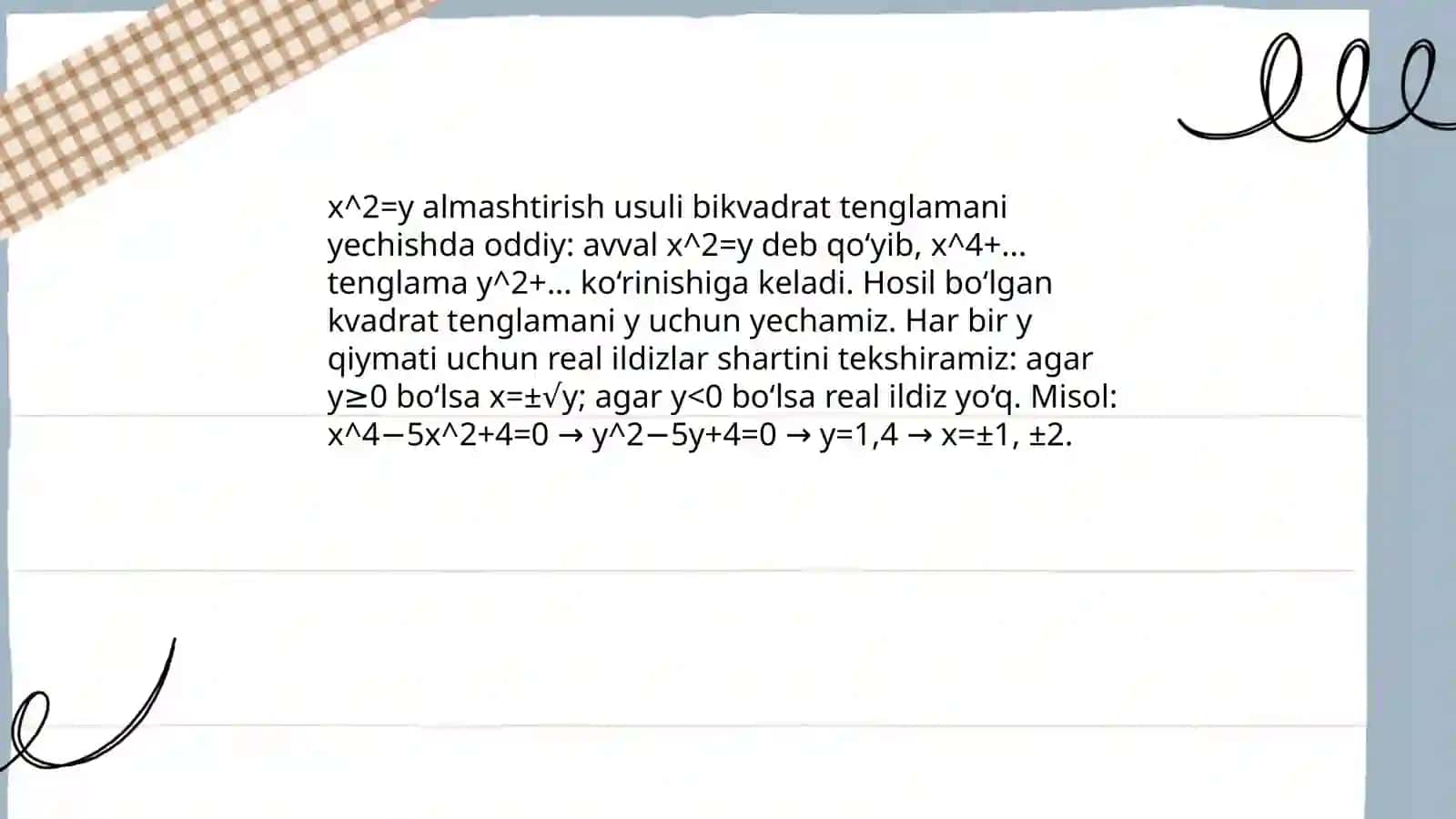 Bikvadrat tenglama 4