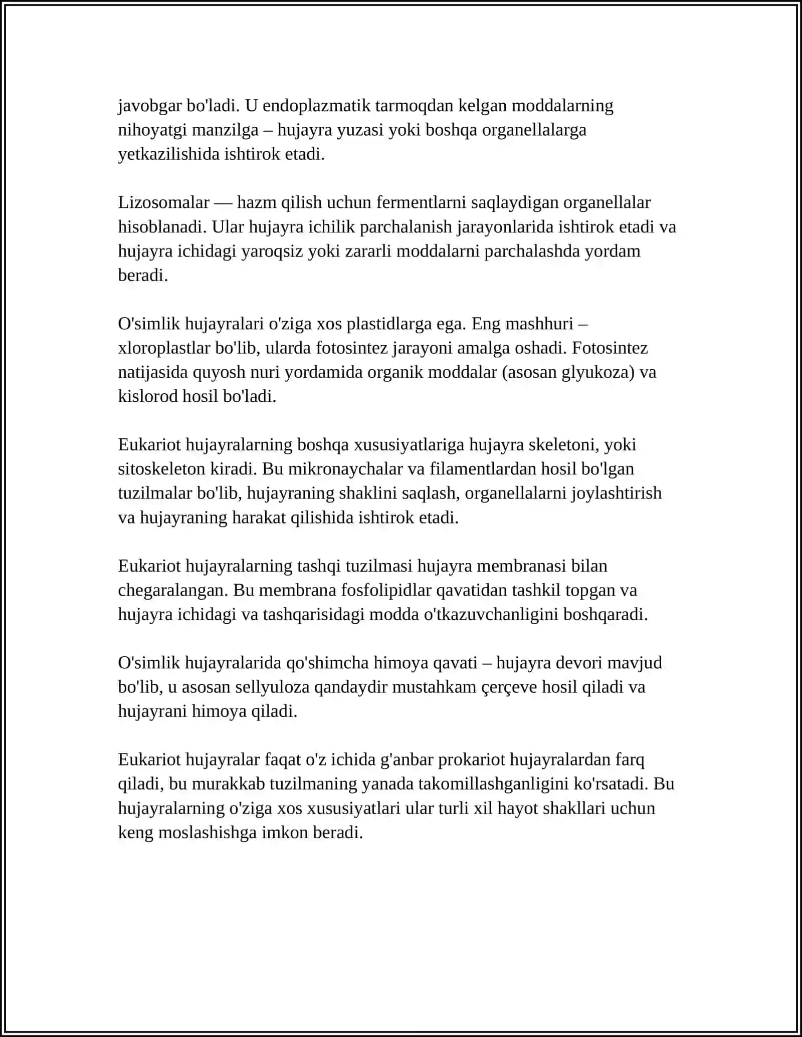 EUKARIOT HUJAYRALAR VA ULARNING ORGANOIDLARI 4