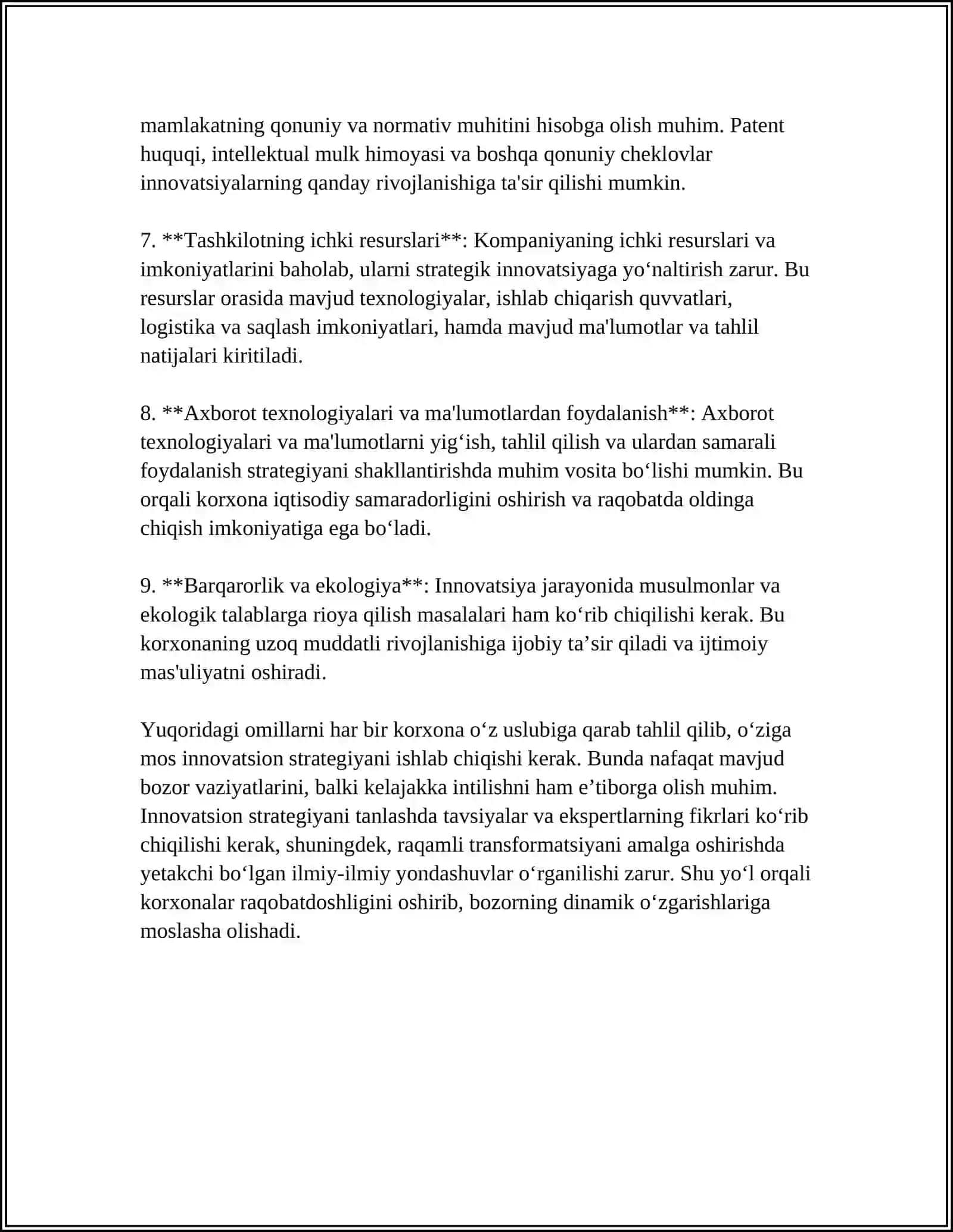 KORXONADAGI INNOVATSION STRATEGIYANI TANLASH 4