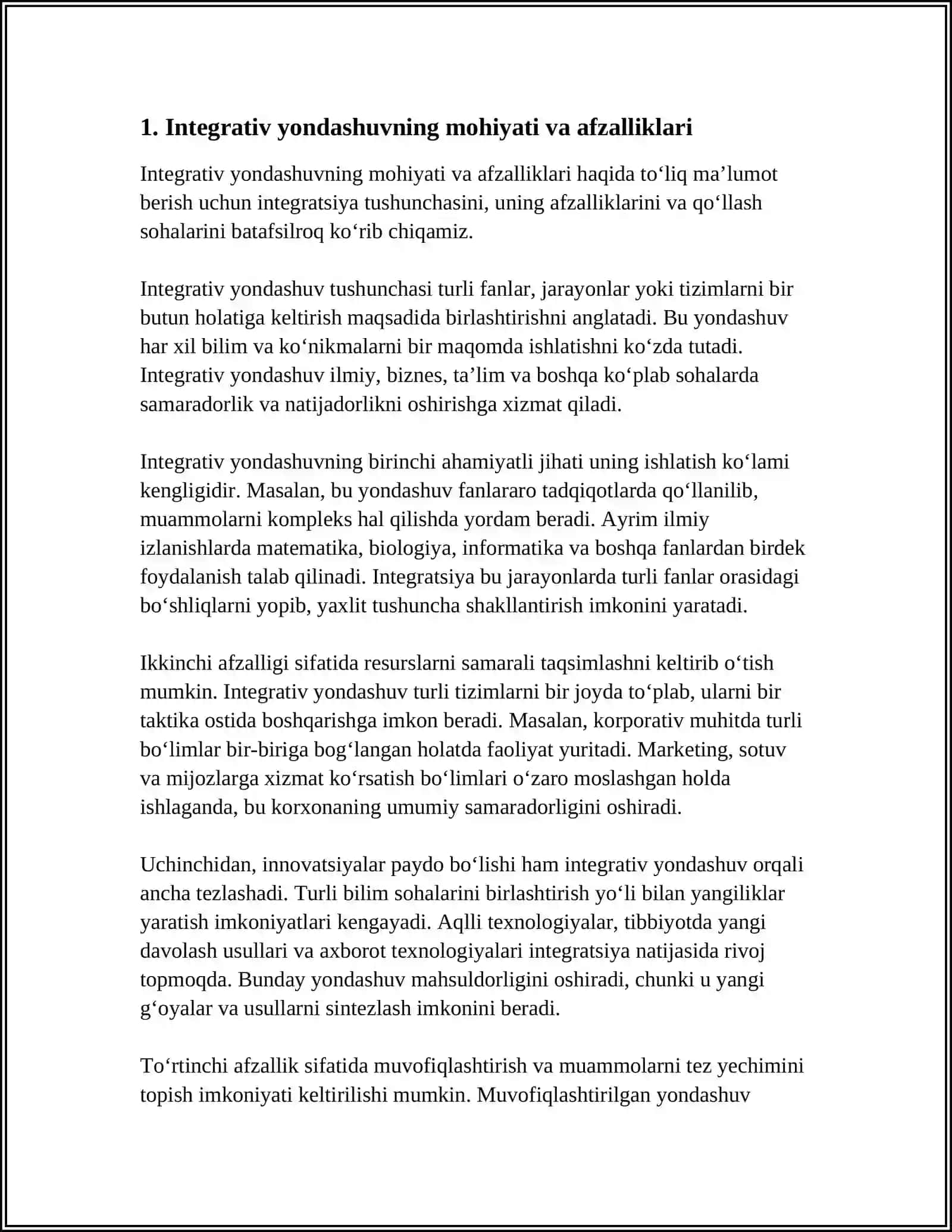 MUTAXASSISLIK FANLARNI O’QITISH SAMARADORLIGINI OSHIRISHDA INTEGRATIV YONDASHUV 4