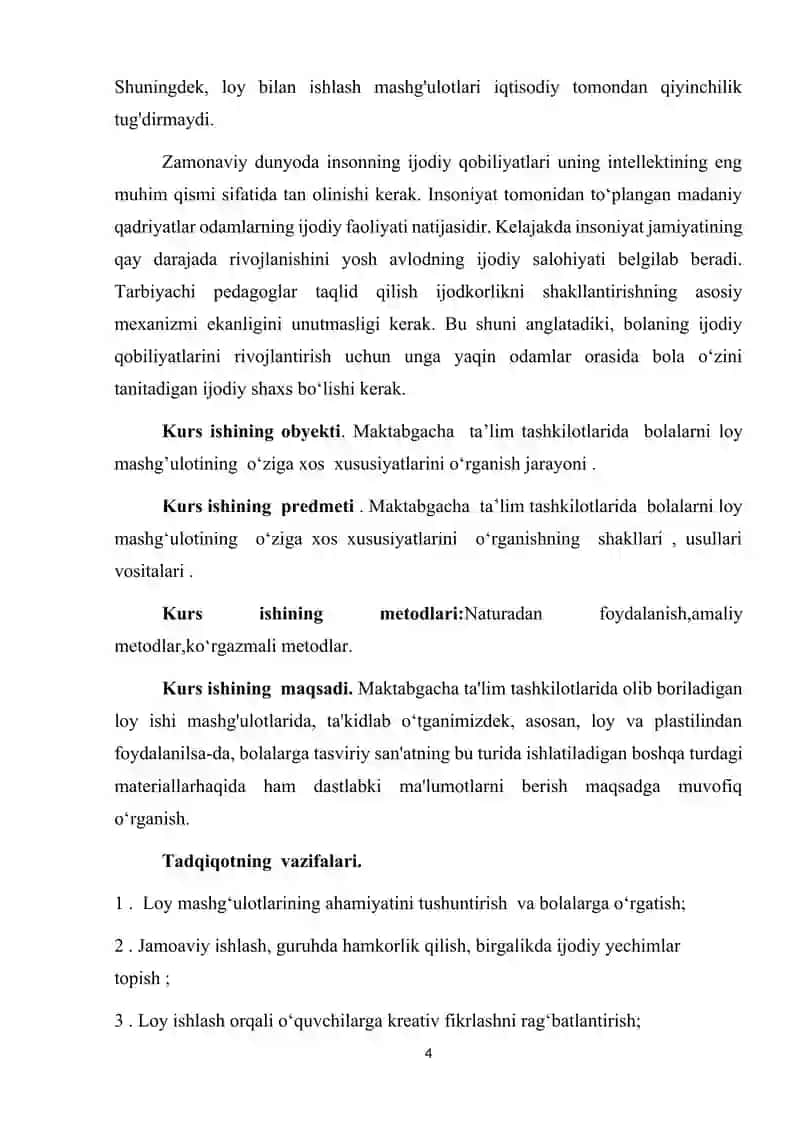Ijodiy qobliyatlarni shakillantirishda loy mashg‘ulotining o‘rni 4