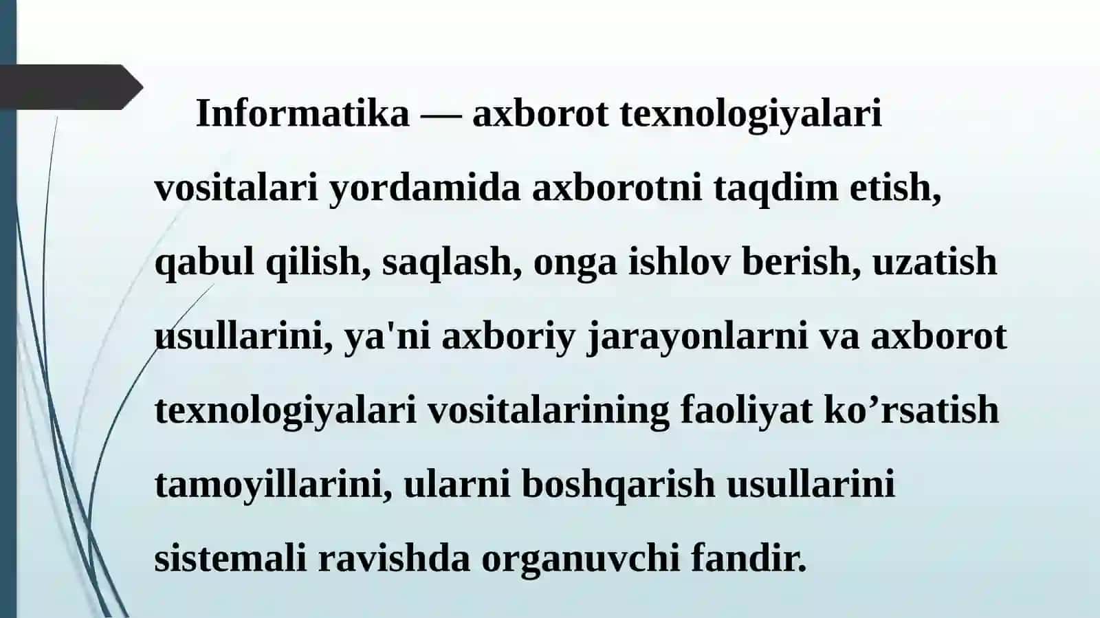 AXBOROT TEXNOLOGIYALARI FANINING PREDMETI, MAQSADI VA VAZIFALARI 4