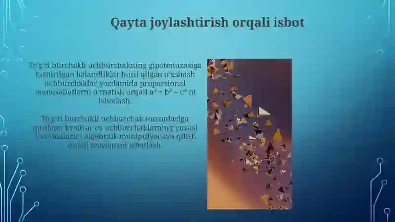 Pifagor teoremasi turli isbotlari taqdimot 4
