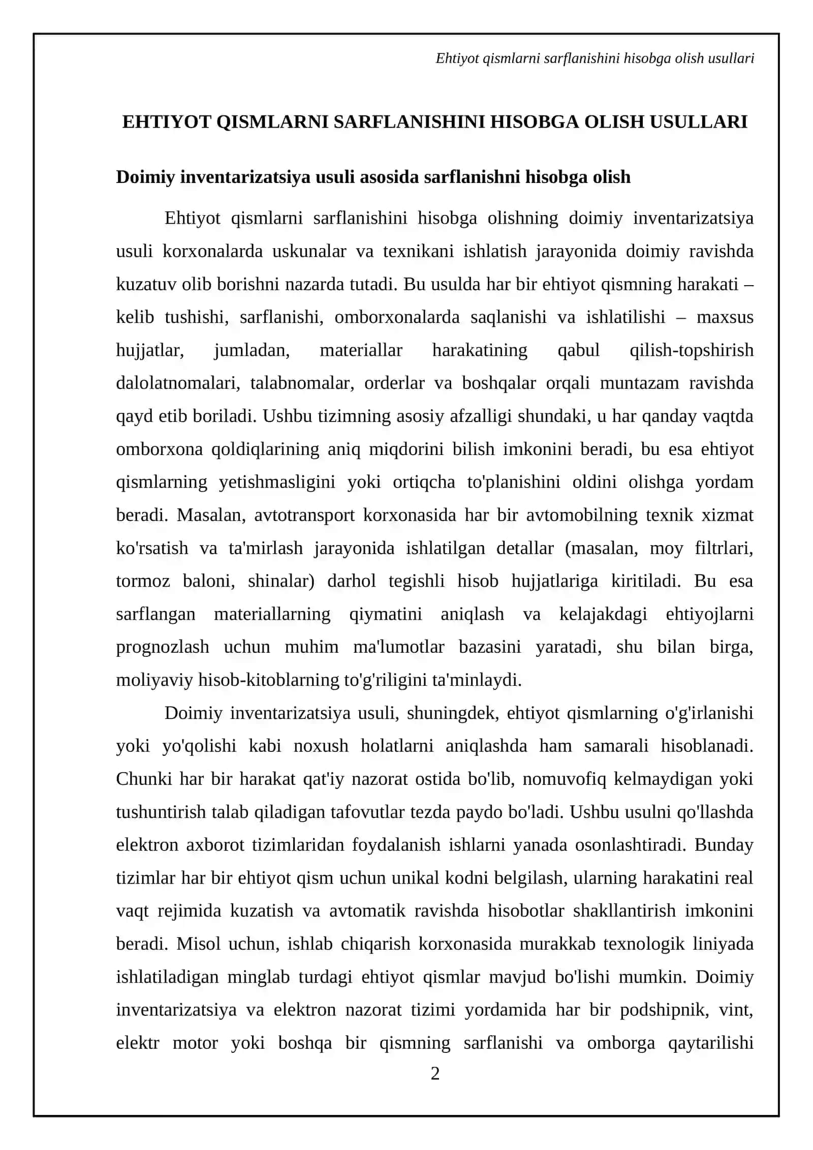 Ehtiyot qismlar sarflanishi hisobi 4