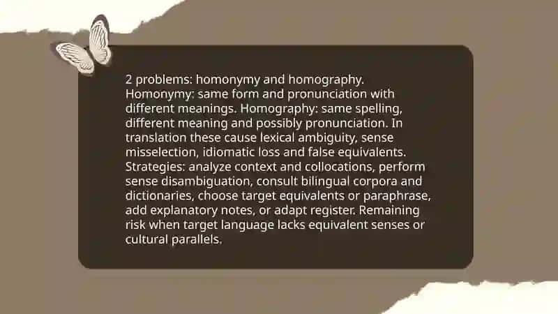 Lexical problems in translation 4