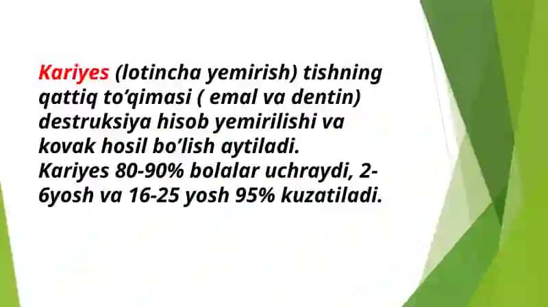 Tish kasalliklari: ksriyes, pulpit va periodontit 4
