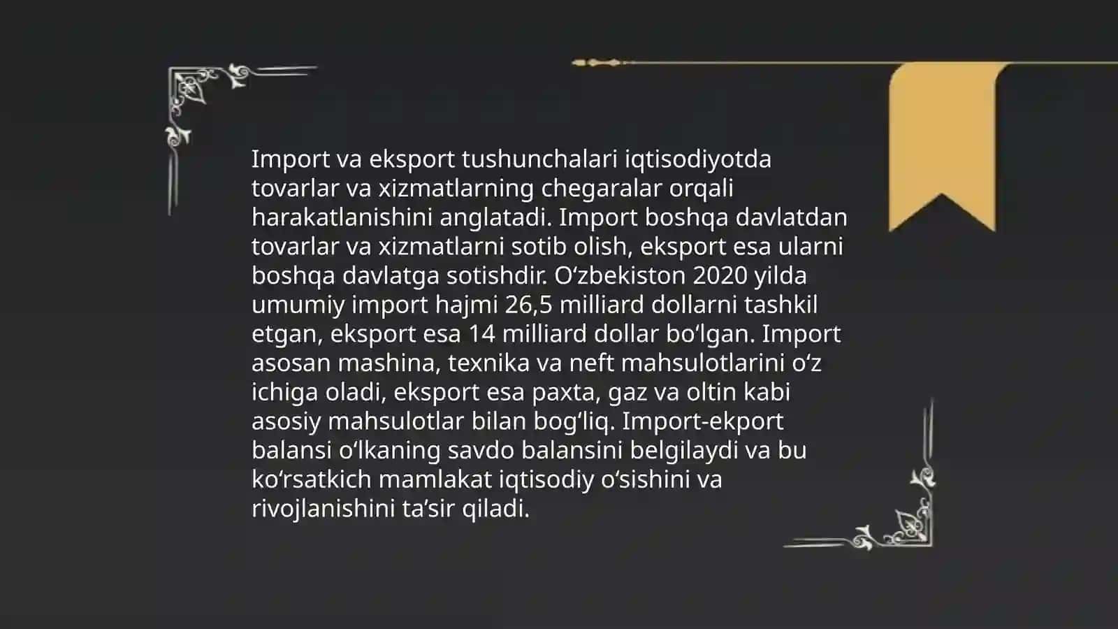 TASHQI SAVDODA TOVARLAR IMPORTI VA EKSPORTI I STATISTIK O‘RGANISH 4
