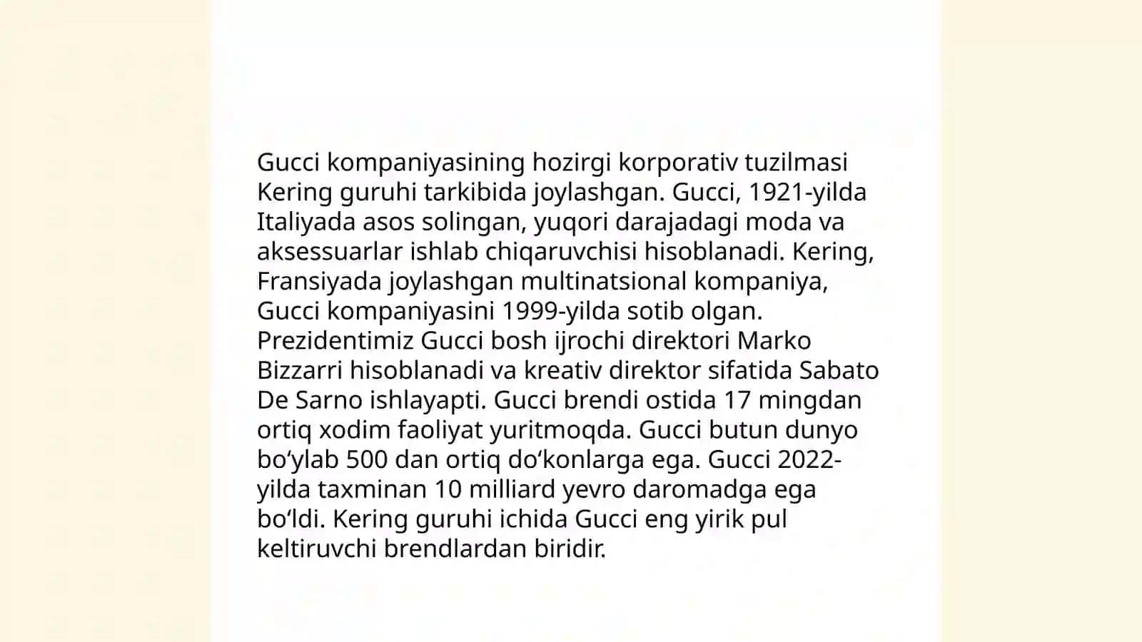 Gucci kompaniyasi kadirlarining tuzilishi van swot tahlili 4