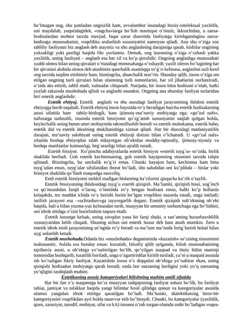 Nafosat falsafasi (Estetika) 4