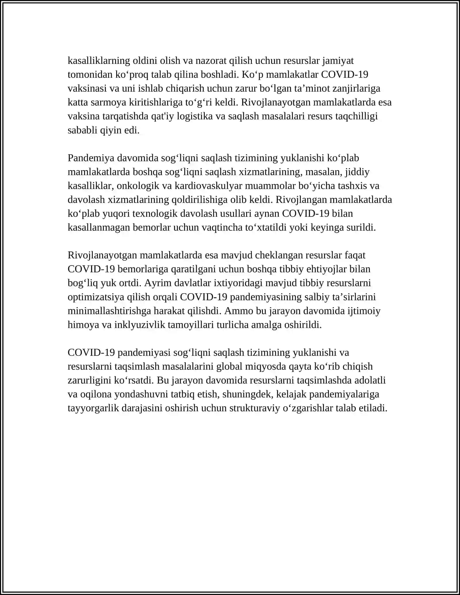 COVID-19 PANDEMIYASINING RIVOJLANGAN VA RIVOJLANAYOTGAN MAMLAKATLARGA TA'SIRI 4