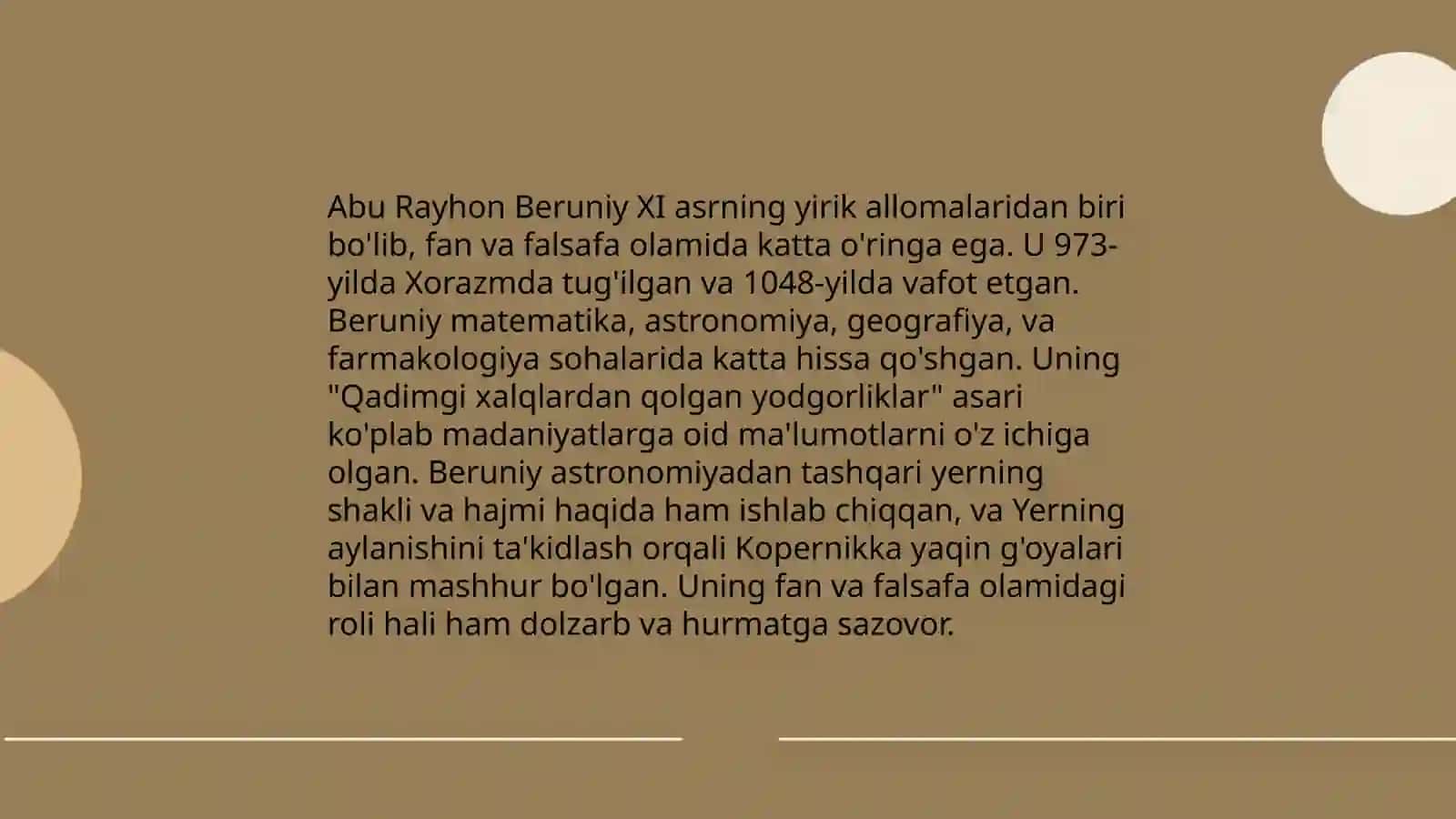 IX-XII ASRLARDA MAMLAKATIMIZ HUDUDIDA RO'Y BERGAN MADANIY UYG'ONISH (RENESSANS). BUYUK ALLOMALARNING JAHON SIVILIZATSIYASIGA QO'SHGAN HISSASI 4
