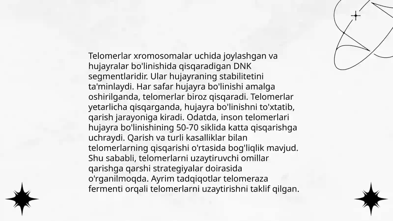 Qarishning biologik aspektlari. Uzoq umr ko'rish muammolari 4