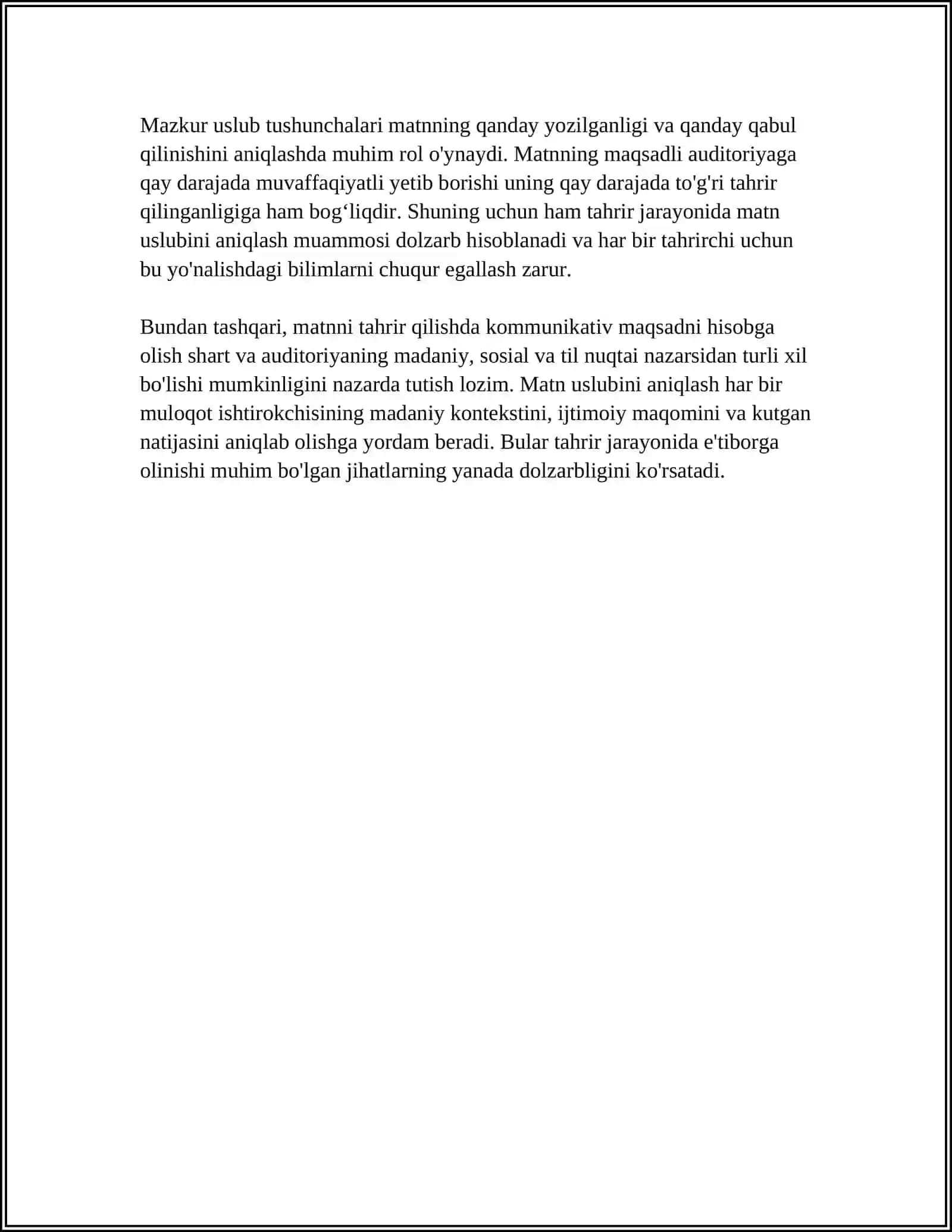 MATN USLUBINI ANIQLASHNING TAHRIRGA ALOQADORLIGI 4