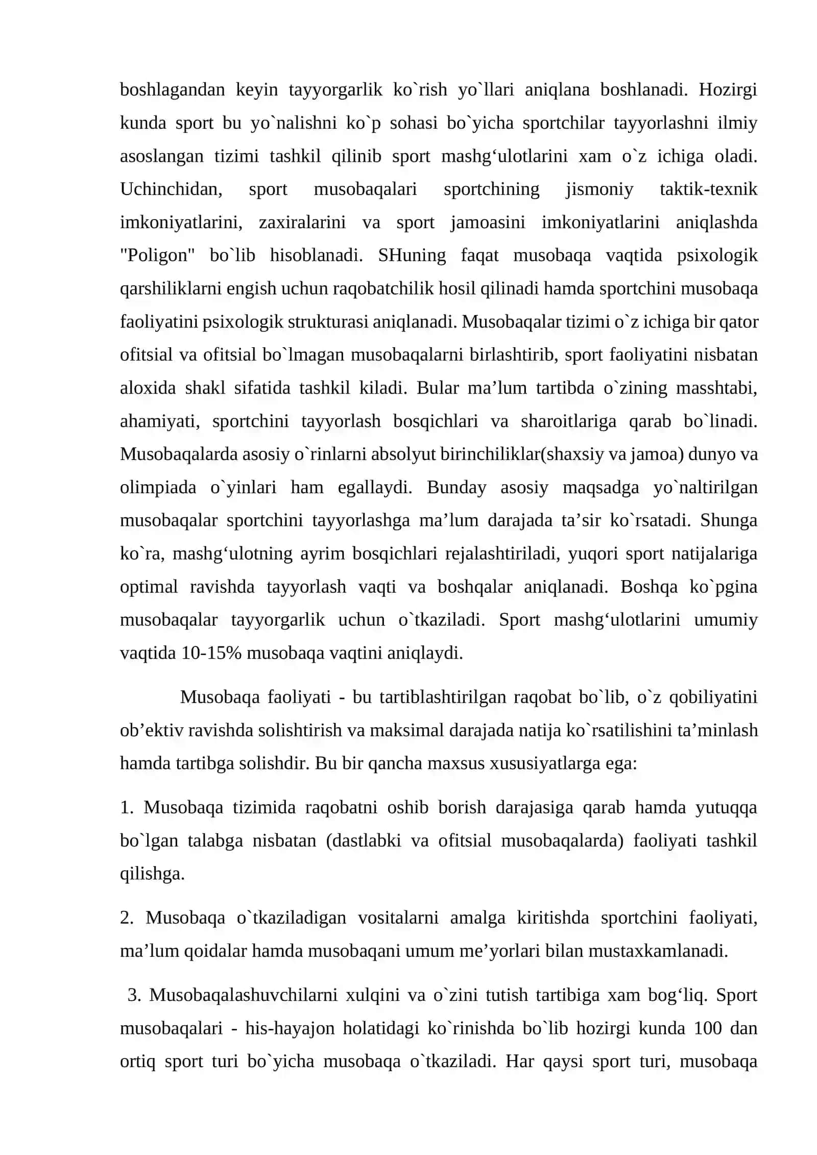 Musobaqa qoidalari va uni tashkil qilish 4