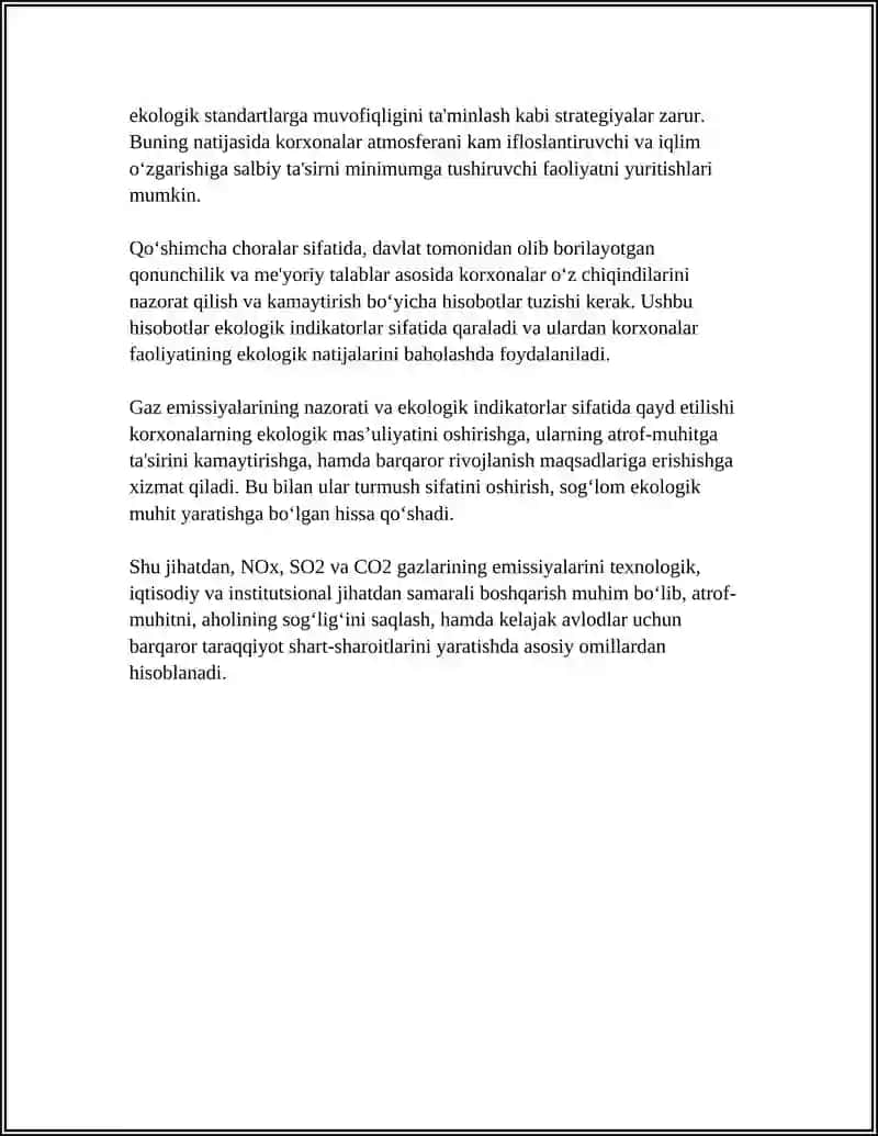 Korxonalar Faoliyati Ekologik Natijalarining Indikatorlari 4