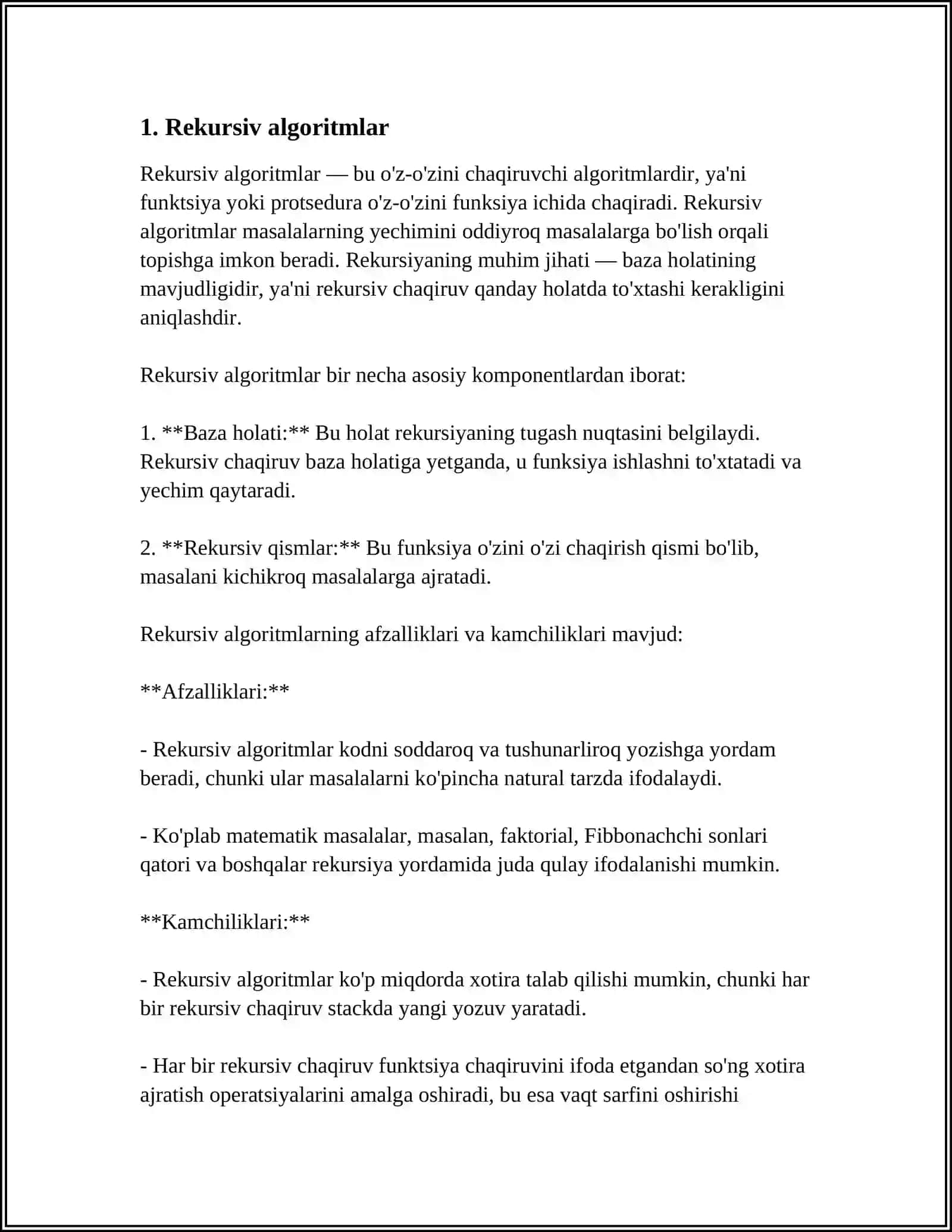 REKURSIV JARAYONLARNI TASHKIL ETISH 4
