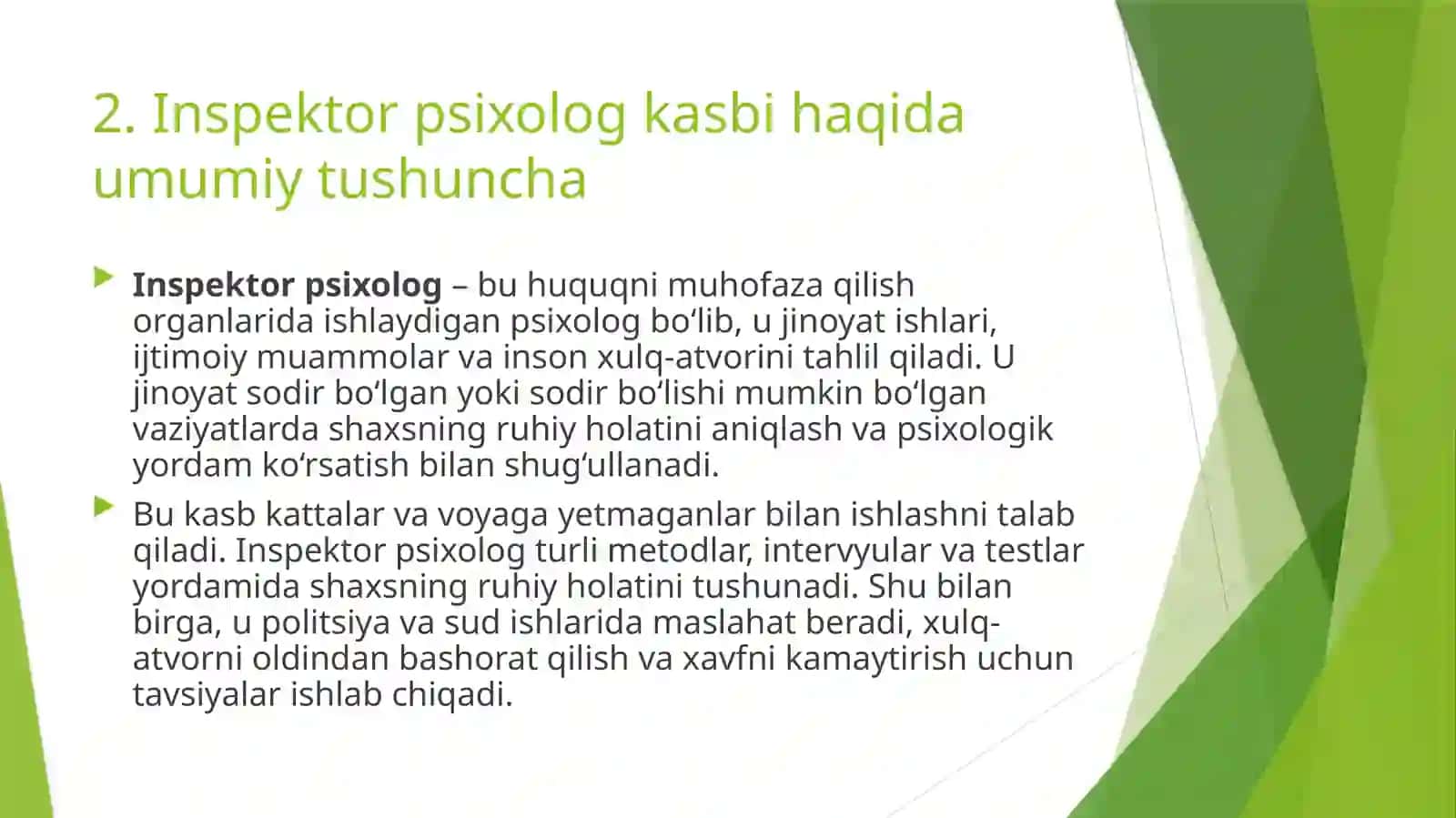MEN TANLAGAN KASB – INSPEKTOR PSIXOLOG 4