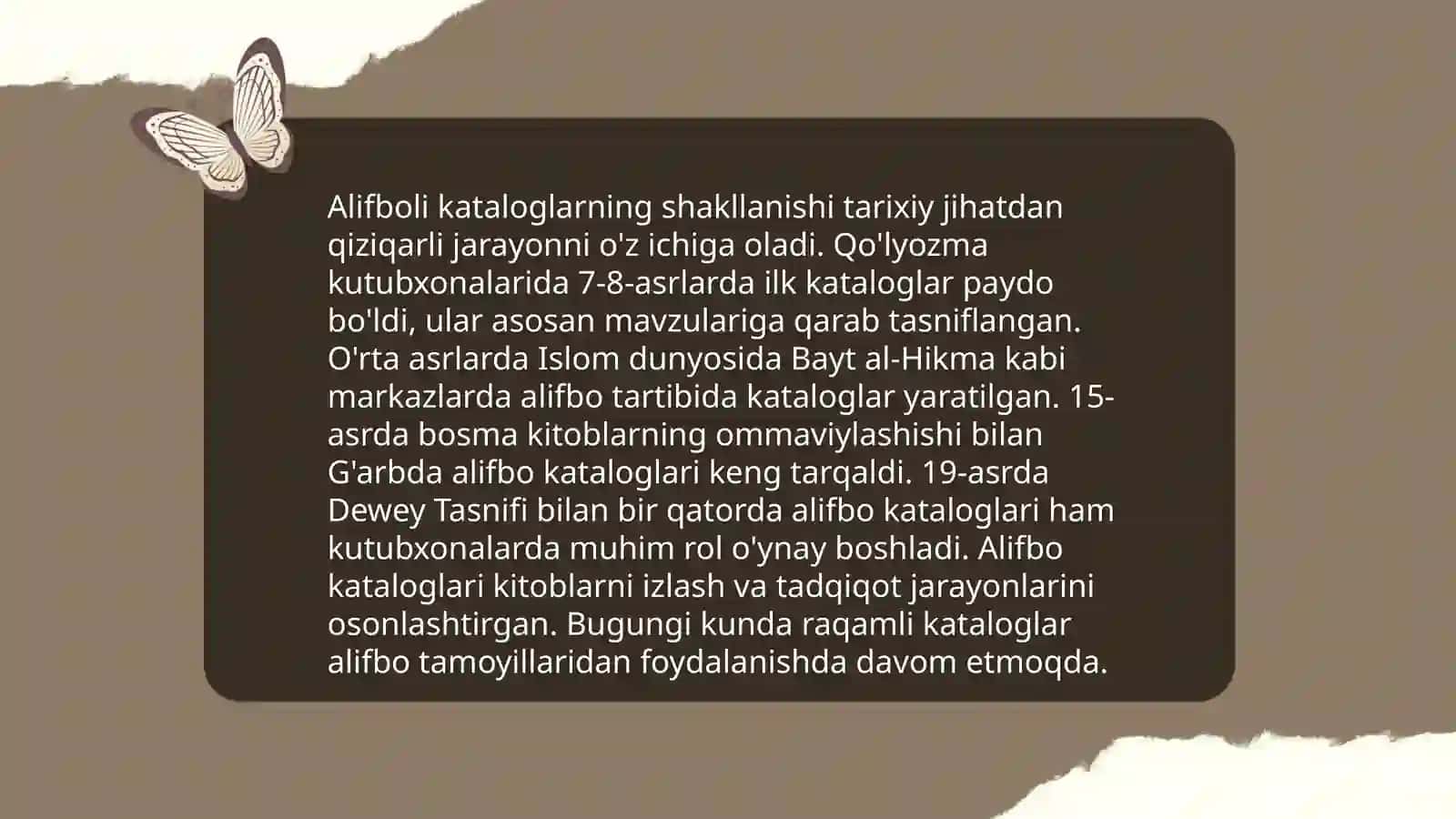 Axborot kutubxona muassasalarining alifboli katologlarining tashkil topish xususiyatlarini tahlil qilish 4