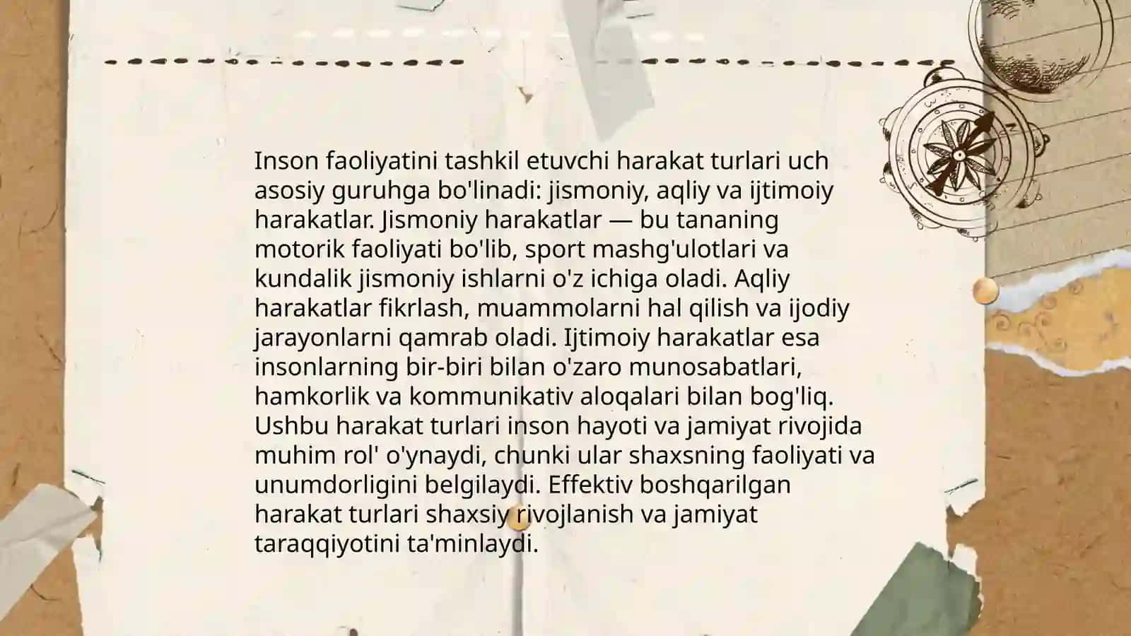 Harakat inson faoliyatining birligi sifatida 4