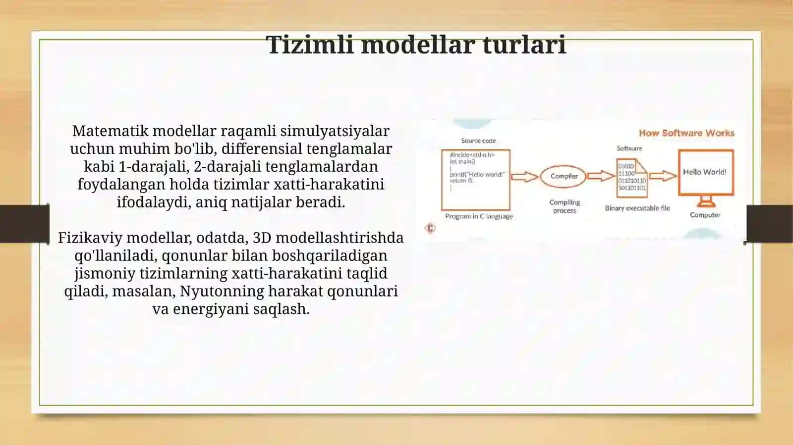 Sistemalar modellarini EHMda amalga oshirish va ularning ketma-ketligini ishlab chiqish 4