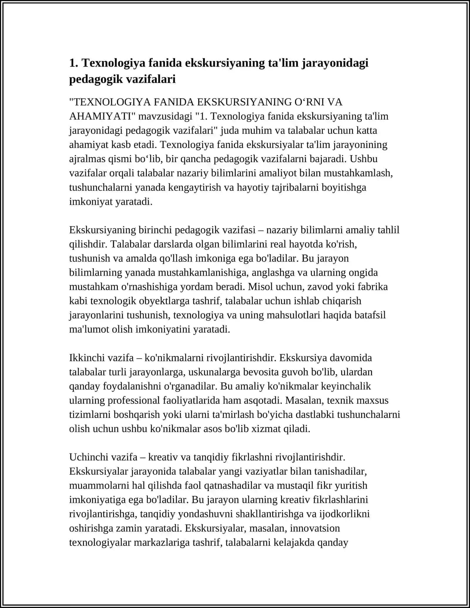 Texnologiya Fanida Ekskursiyaning Oʻrni va Ahamiyati 4