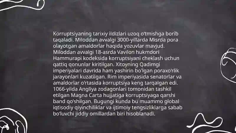 Korrupsiyaning mohiyati va uning oqibatlari mavzusi 4