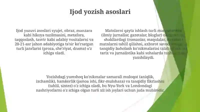 Sof skills- to"g'ri yozish, har xil turdagi matnlar bilan ishlash va qayta ishlash 4