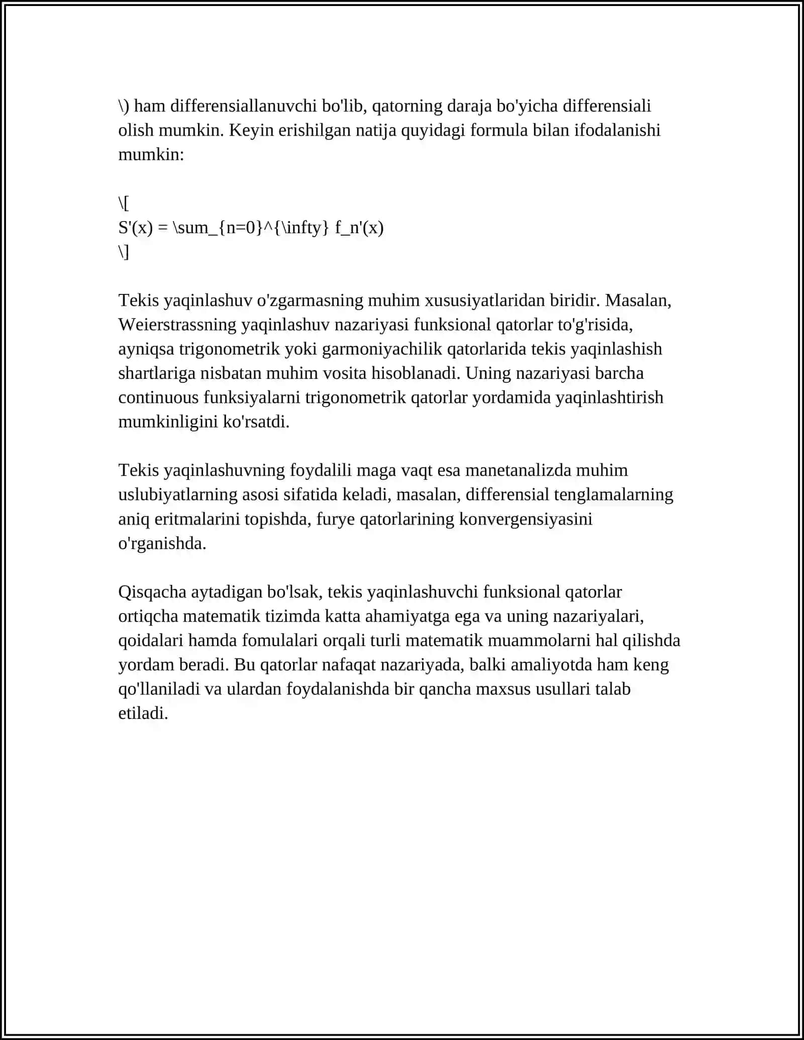 TEKIS YAQINLASHUVCHI QATORLAR 4