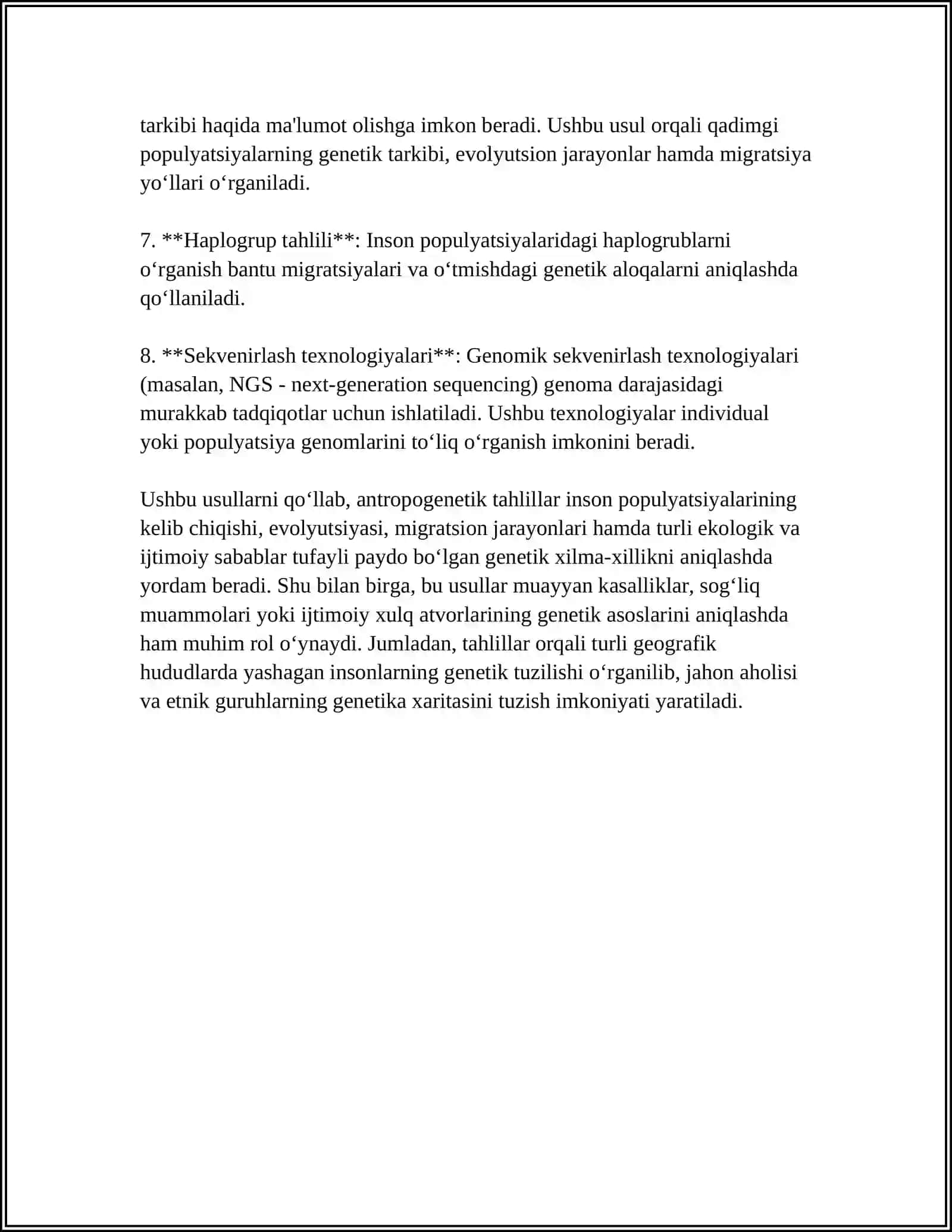 ANTROPOGENETKA USULLARI BIOKIMYOVIY VA SITOGENETIK USULLARI 4