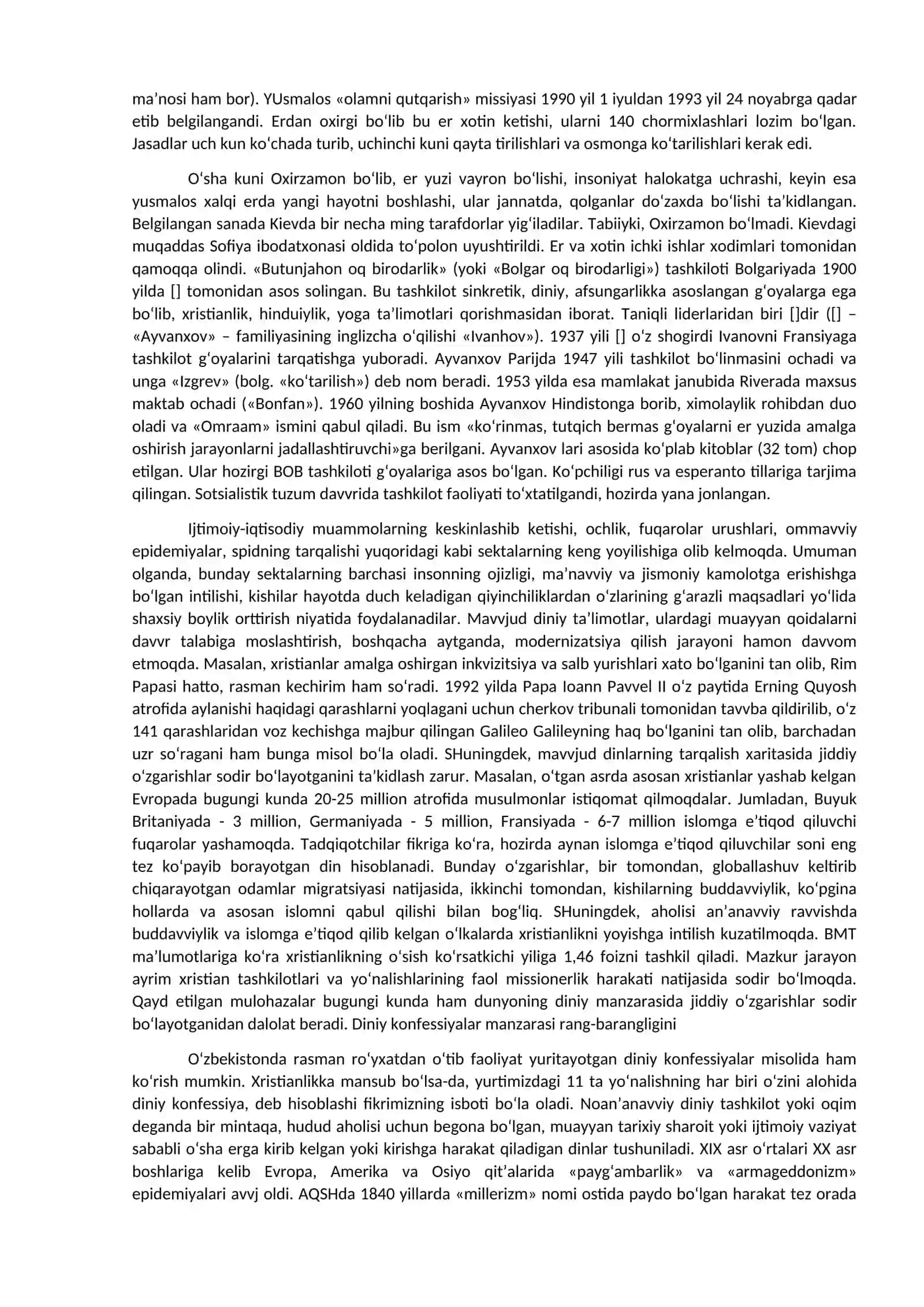 10-mavzu. Yangi diniy ta`limotlar va sektalar 4