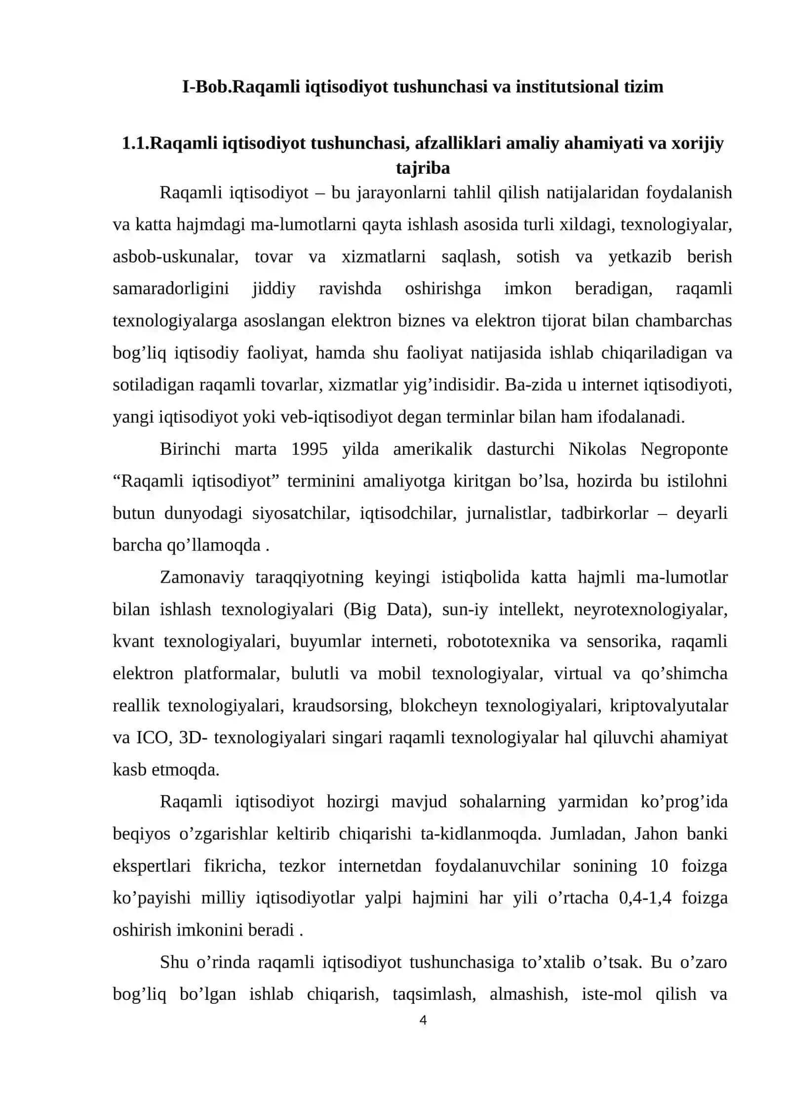 Raqamli iqtisodiyotda institutsional tuzilma tushunchasi va an’anaviy iqtisodiy institutlardan farqi 4