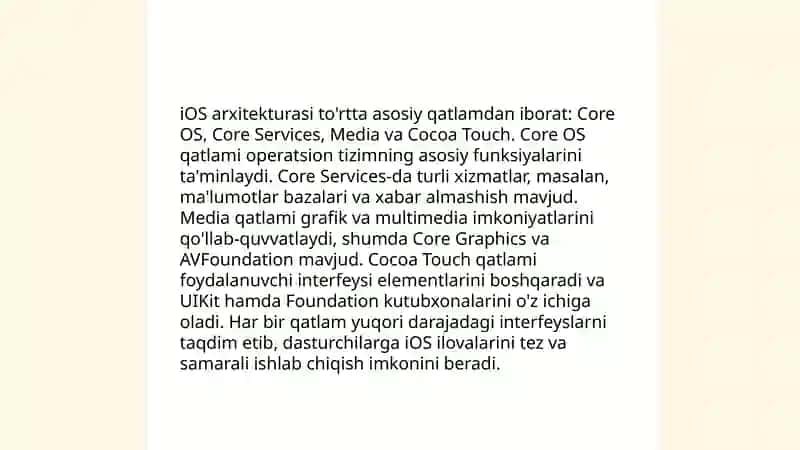 iOS operatsion tizimlarining rivojlanishi va ishlash printsipi 4