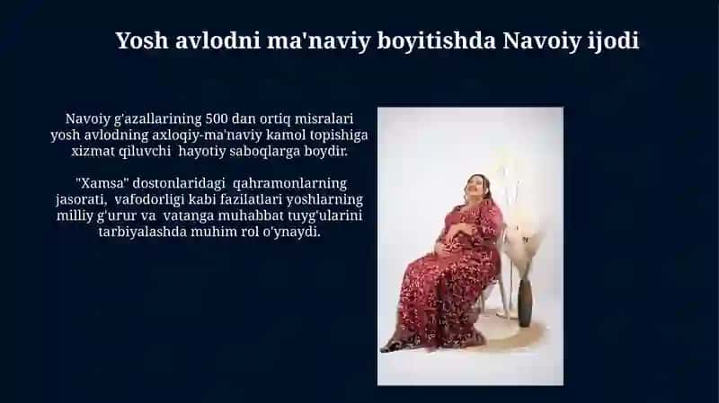 Mavzu: Alisher Navoiyning ijodiy merosi targ'iboti-barkamol avlod tarbiyasi asosi sifatida 4