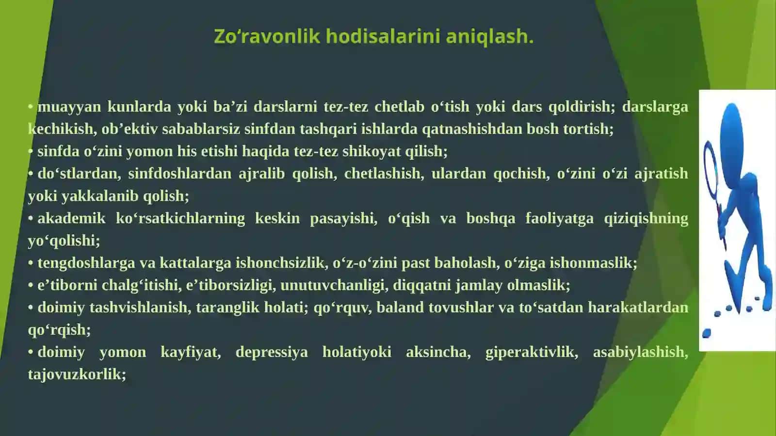 Zo‘ravonlik holatlarini aniqlash vaularga javob berish bo‘yicha harakatlar 4