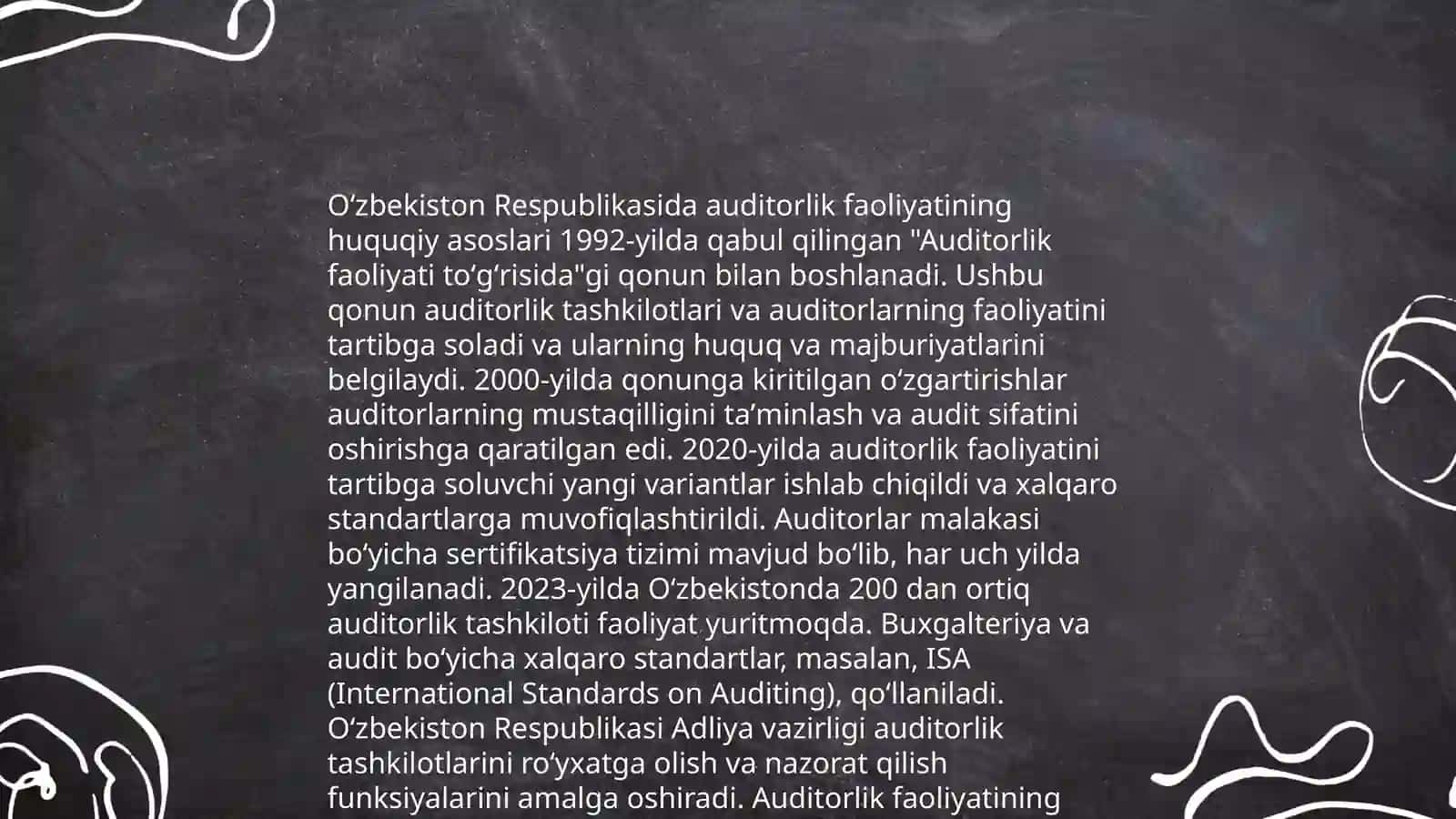 Oʻzbekiston Respublikasida auditorlik faoliyatining huquqiy asoslari 4