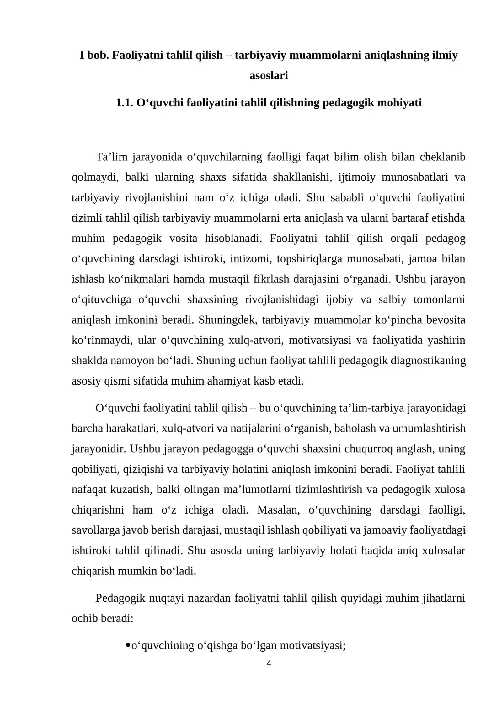 Faoliyatni tahlil qilish orqali tarbiyaviy muammolarni aniqlash yo'llari 4
