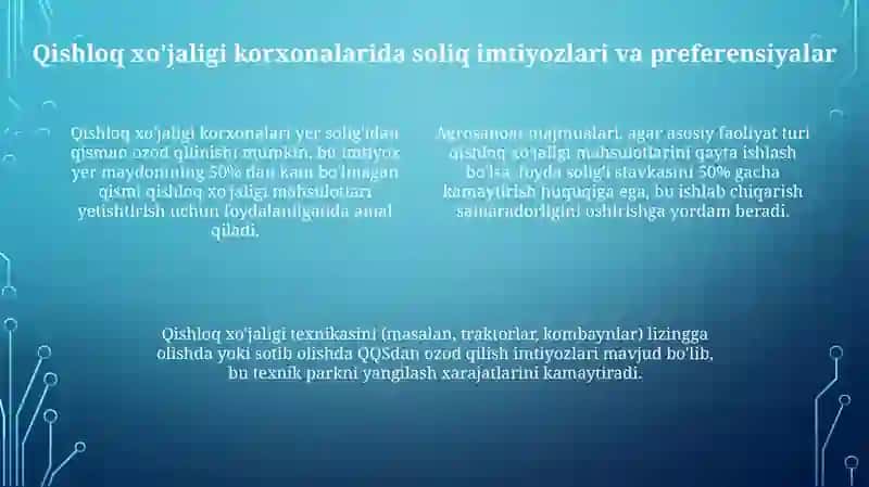 Qishloq xo'jaligi korxonalarini soliqqa tortishning o'ziga xos xususiyatlari 4