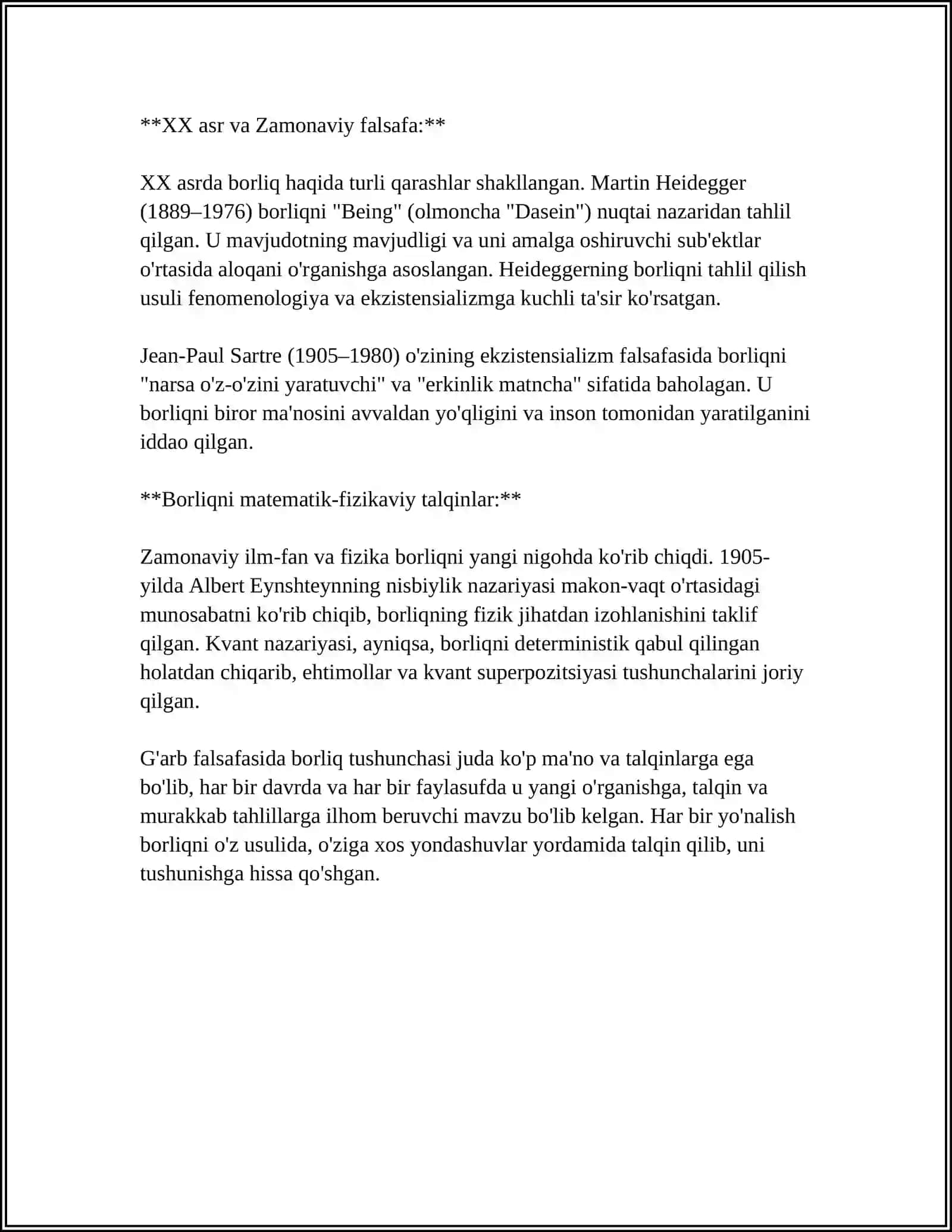 G'ARB MUTAFAKKIRLARINING BORLIQ HAQIDAGI TA'LIMOTI 4