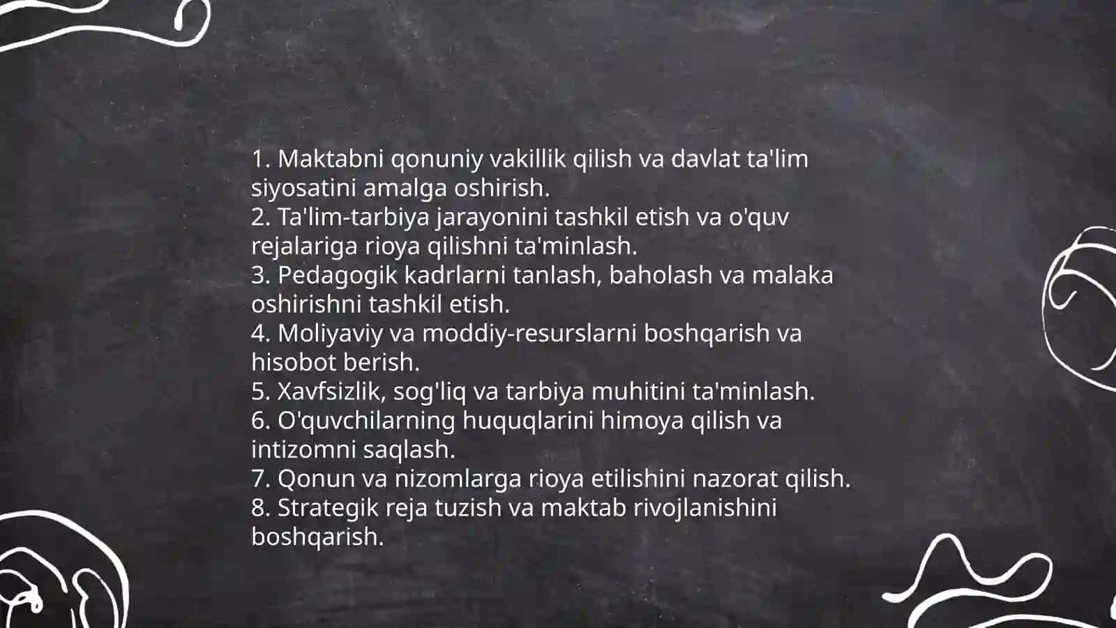 Maktabni boshqarish va unga rahbarlik qilishning qonun qoidalari 4