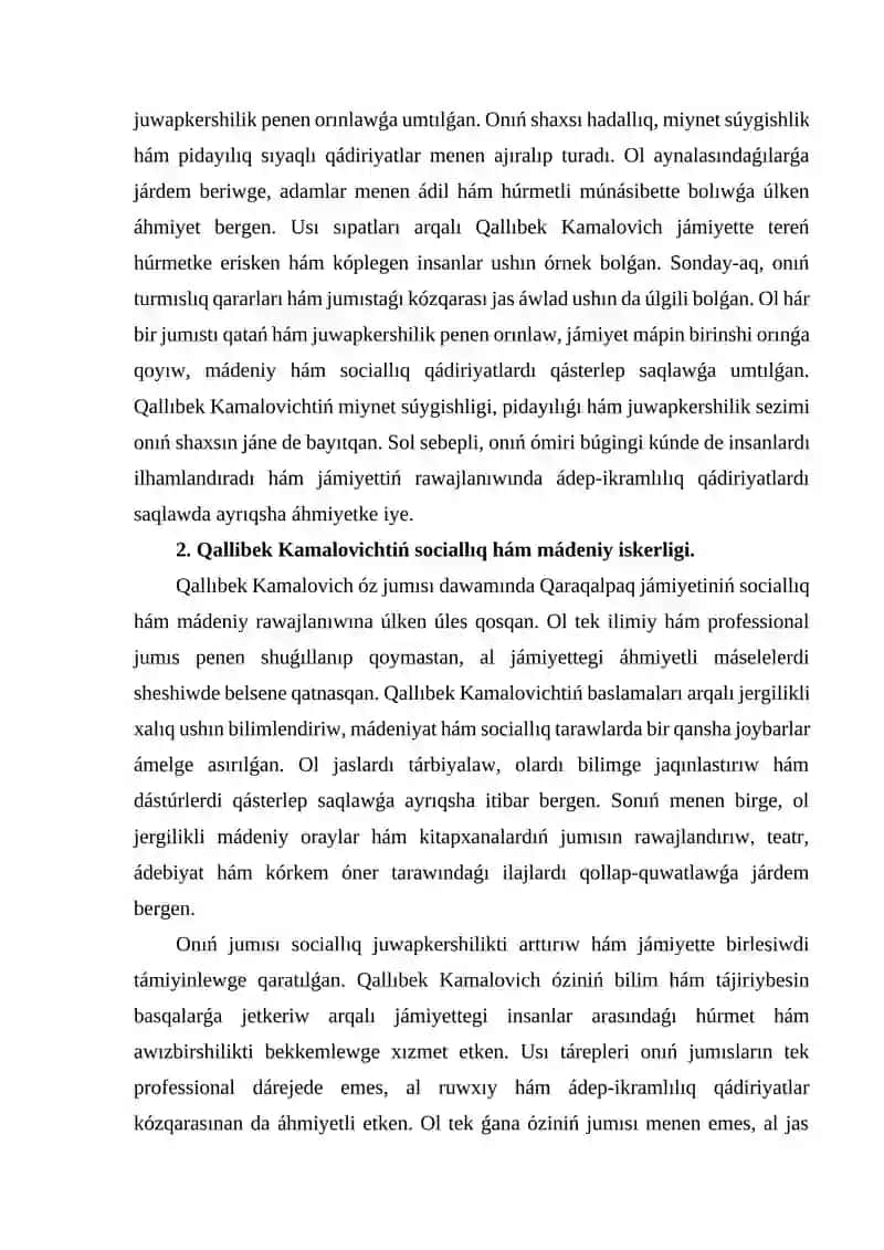 Qallibek Kamalovichtiń ómiri hám onıń qaraqalpaq jámiyetindegi roli 4
