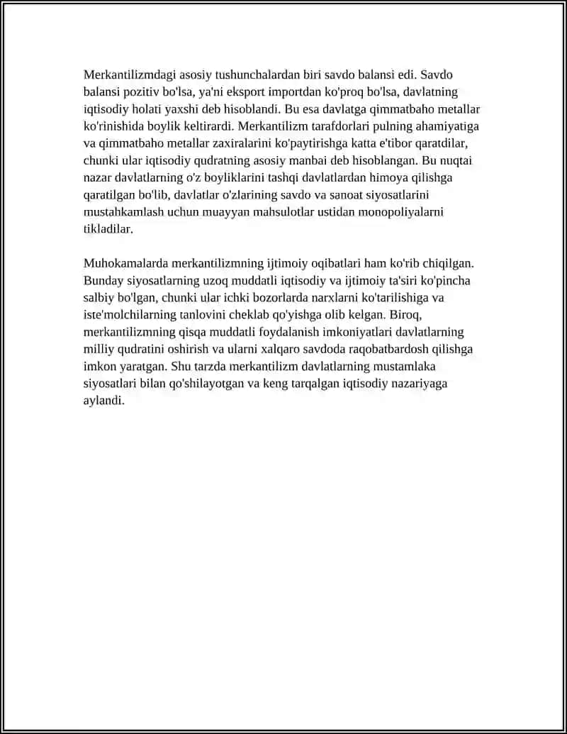 MERKANTILIZIM: XALQARO SAVDO VA BOYLIK TOʻPLASH HAQIDAGI TAʼLIMOT 4