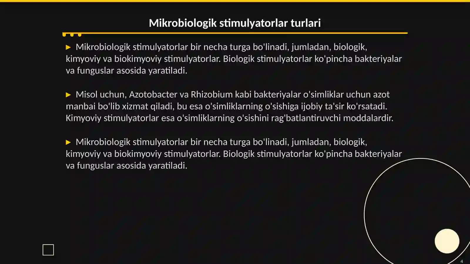 Mikrobiologik stimulyatorlar asosida biopreparatlar tayyorlash texnologiyasi 4
