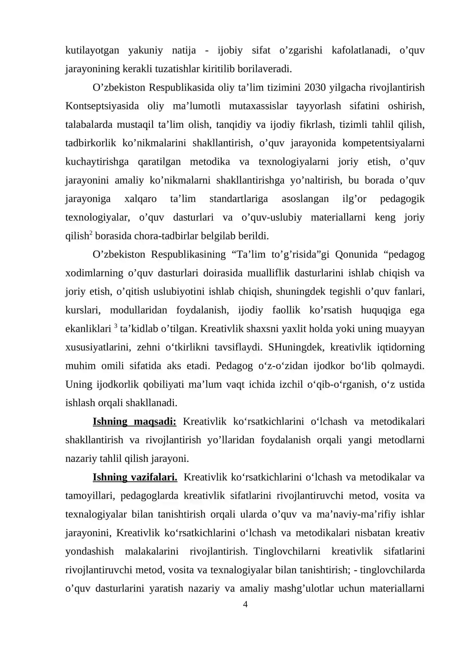 Kreativlik koʻrsatkichlarini oʻlchash va metodikalari 4
