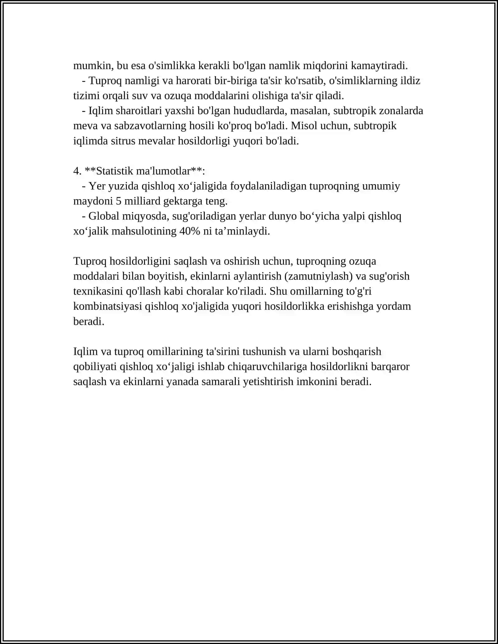 TUPROQ HOSIL BULISHIDA IQLIM VA GIDROLOGIK OMILLARNING OʻRNI 4