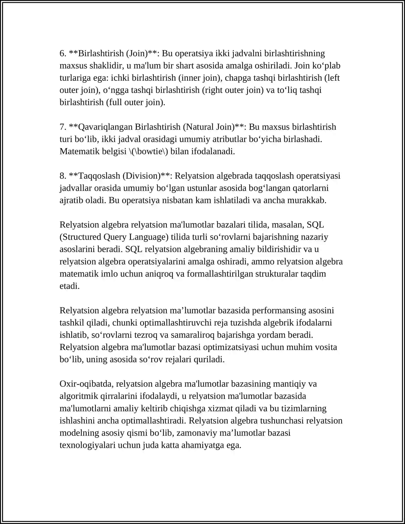 RELYATSION ALGEBRA VA RELYATSION HISOBLASH ELEMENTLARI 4